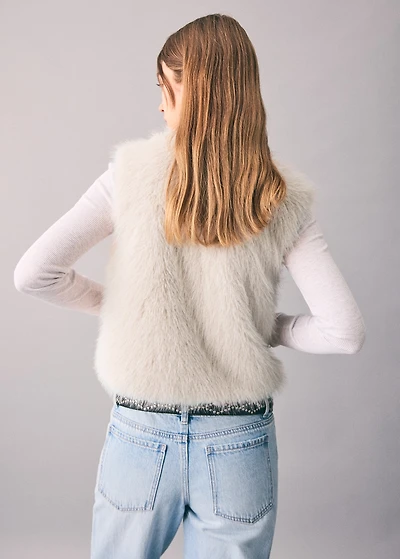 Fur-effect cape vest