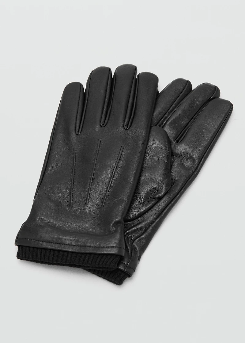 100% leather gloves with ruffled detail