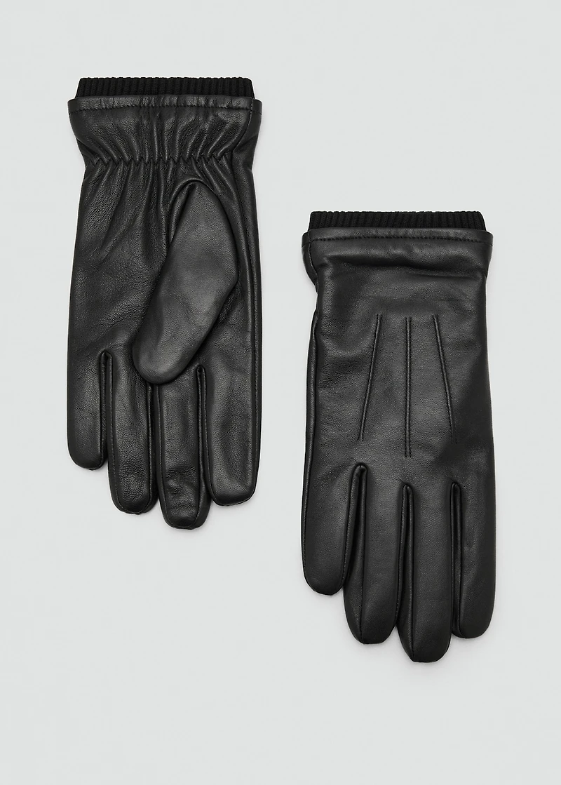 100% leather gloves with ruffled detail