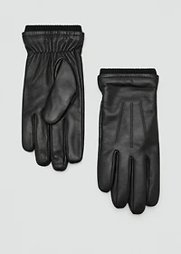 100% leather gloves with ruffled detail