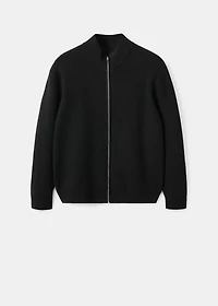 Ribbed-knit cardigan with zipper