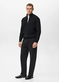 Ribbed-knit cardigan with zipper