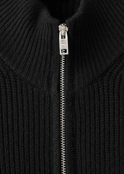 Ribbed-knit cardigan with zipper