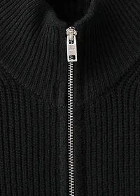 Ribbed-knit cardigan with zipper