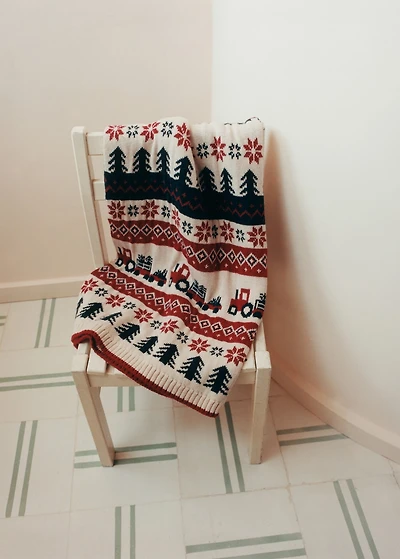 Children's jacquard wool blanket with Christmas design