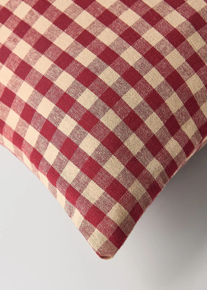 Children's cotton gingham check cushion cover with embroidery 30x40cm