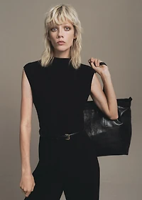 Jumpsuit with draped neck and belt