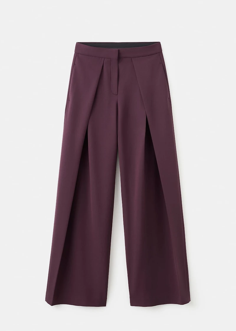Pleated wide leg trousers