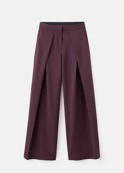 Pleated wide leg trousers