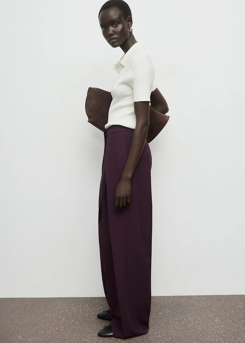 Pleated wide leg trousers