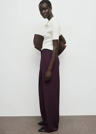 Pleated wide leg trousers