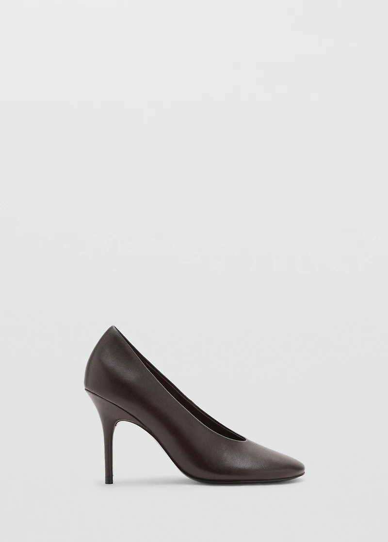 Round-toe leather high-heeled shoes