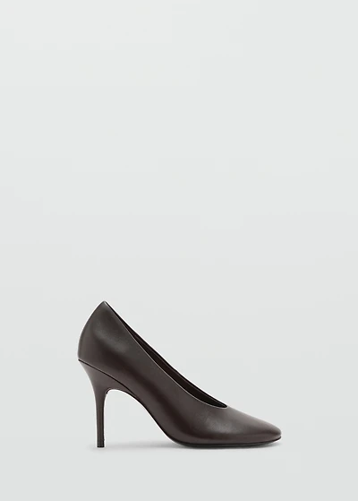 Round-toe leather high-heeled shoes