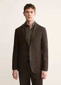 Slim-fit micro-check wool-blend jacket