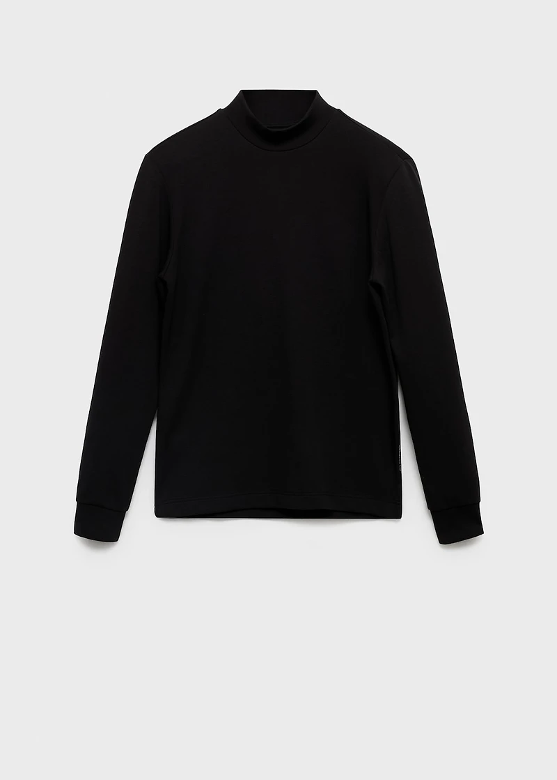Long-sleeved t-shirt with perkins neck