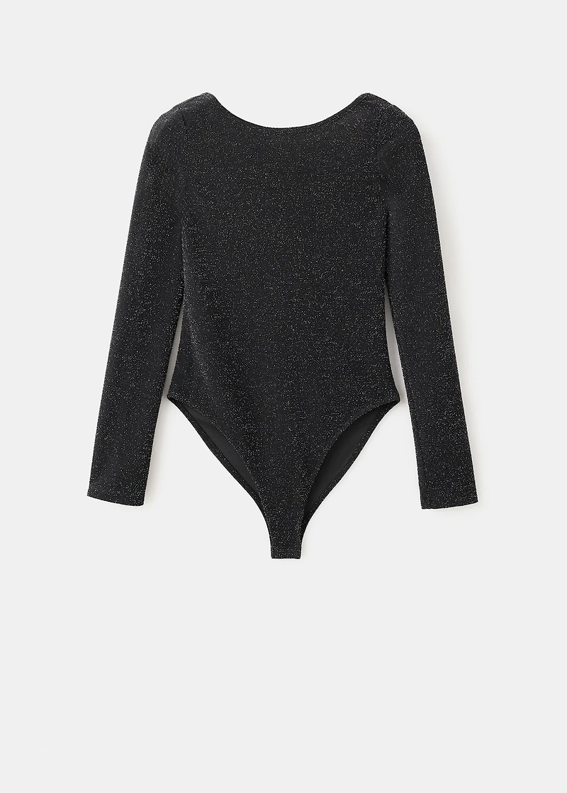 Open-back lurex bodysuit