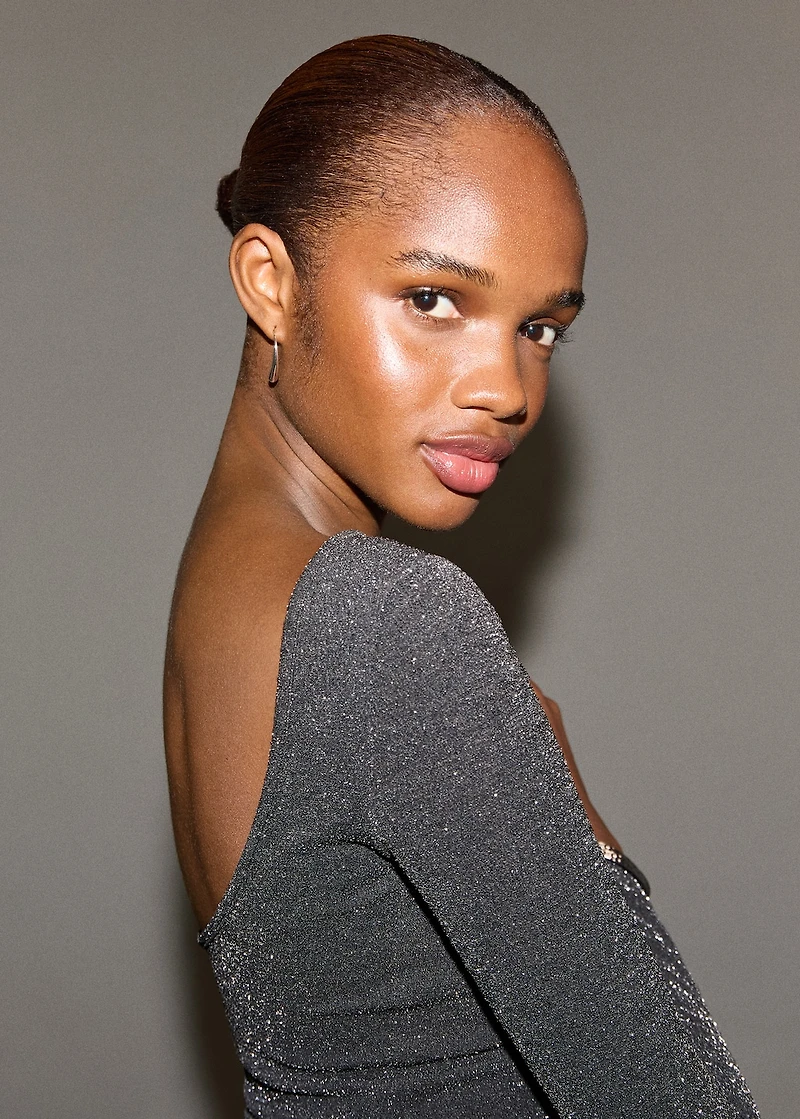 Open-back lurex bodysuit