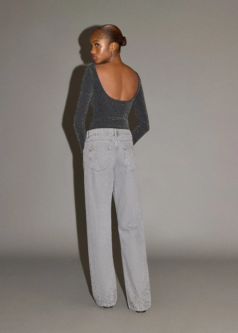 Open-back lurex bodysuit