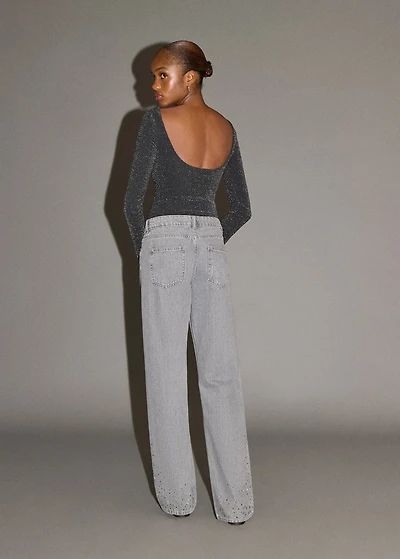 Open-back lurex bodysuit