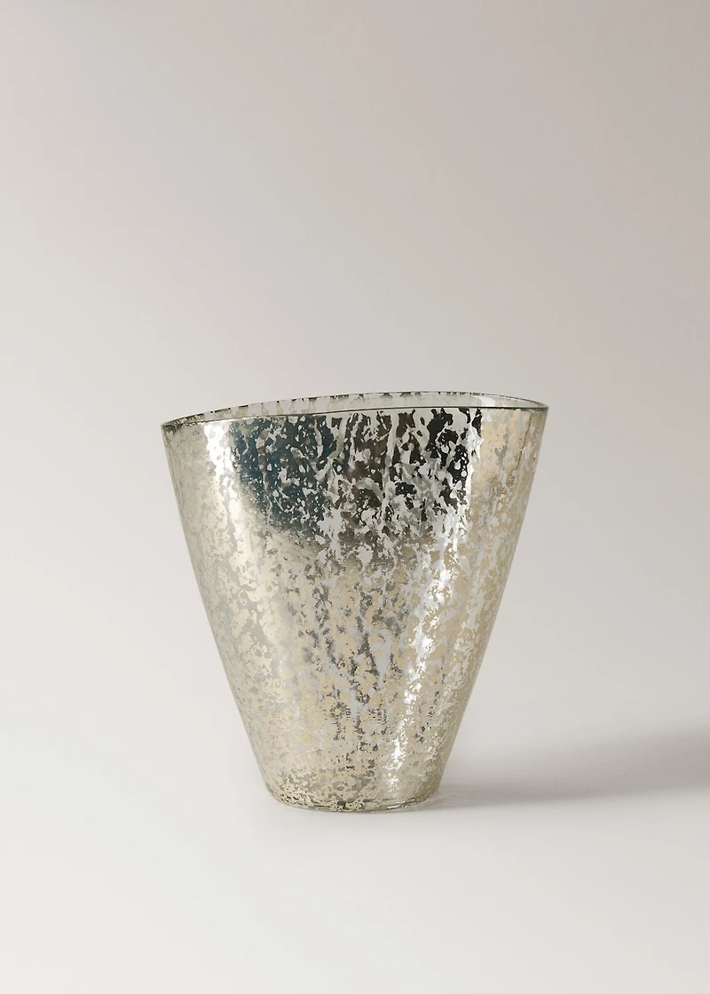 Large metallic-effect glass vase