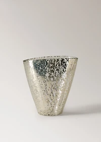Large metallic-effect glass vase