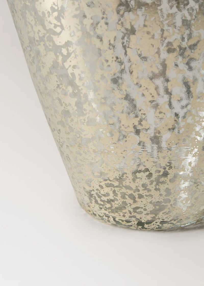 Large metallic-effect glass vase