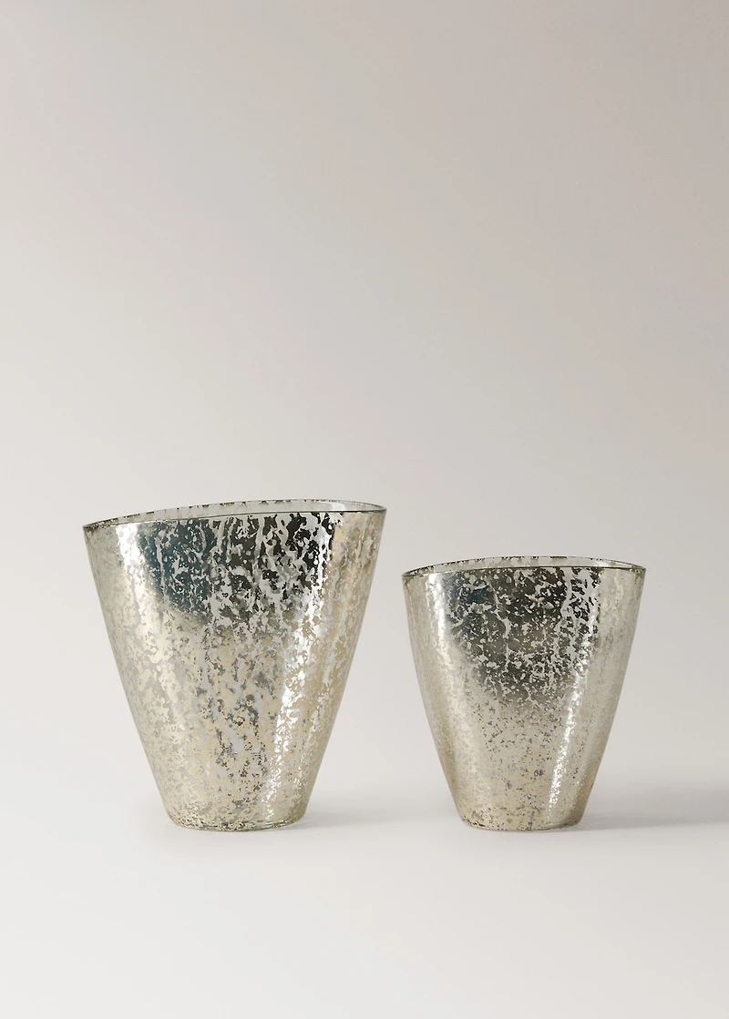 Large metallic-effect glass vase