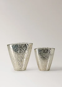 Large metallic-effect glass vase