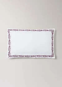 300-thread count satin cotton pillowcase with cross-stitch embroidery, 19.68 x 29.52