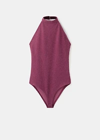 Halter-neck lurex bodysuit