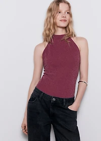 Halter-neck lurex bodysuit