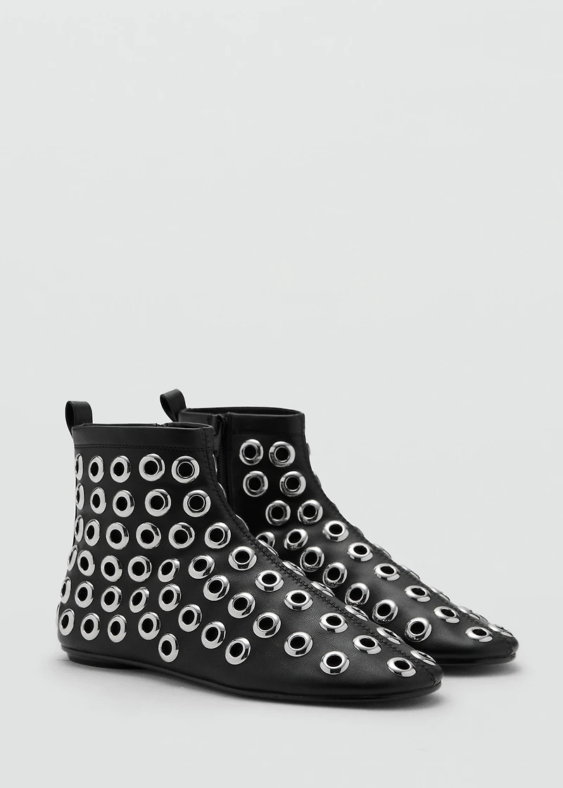 Faux-leather ankle boots with eyelets