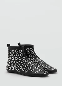 Faux-leather ankle boots with eyelets