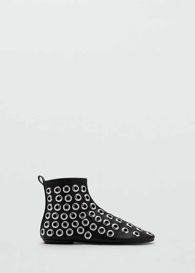 Faux-leather ankle boots with eyelets