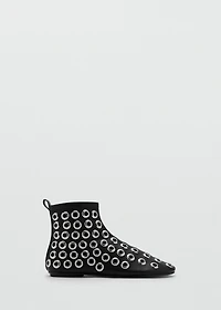 Faux-leather ankle boots with eyelets