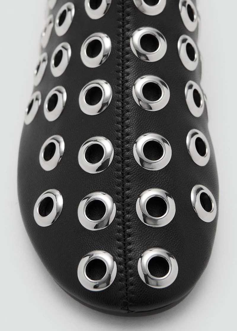 Faux-leather ankle boots with eyelets