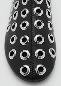 Faux-leather ankle boots with eyelets