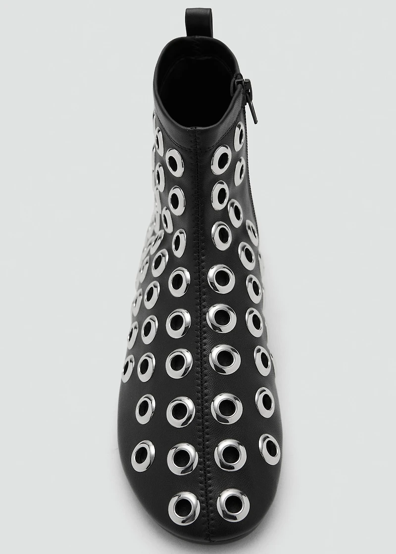 Faux-leather ankle boots with eyelets