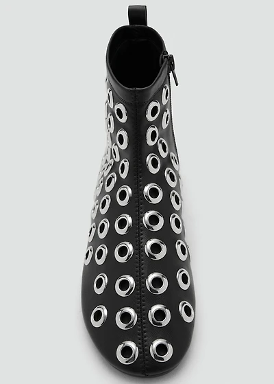 Faux-leather ankle boots with eyelets