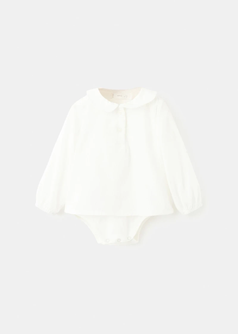 Cotton-blend bodysuit shirt