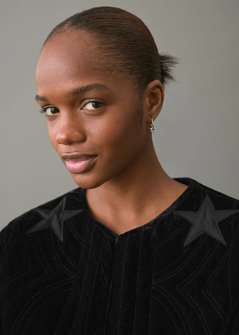 Velvet bomber jacket with star