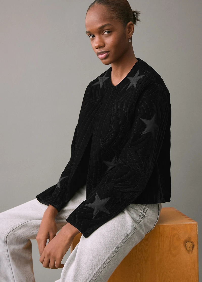 Velvet bomber jacket with star
