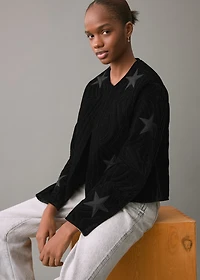 Velvet bomber jacket with star