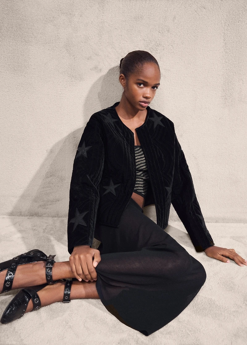 Velvet bomber jacket with star