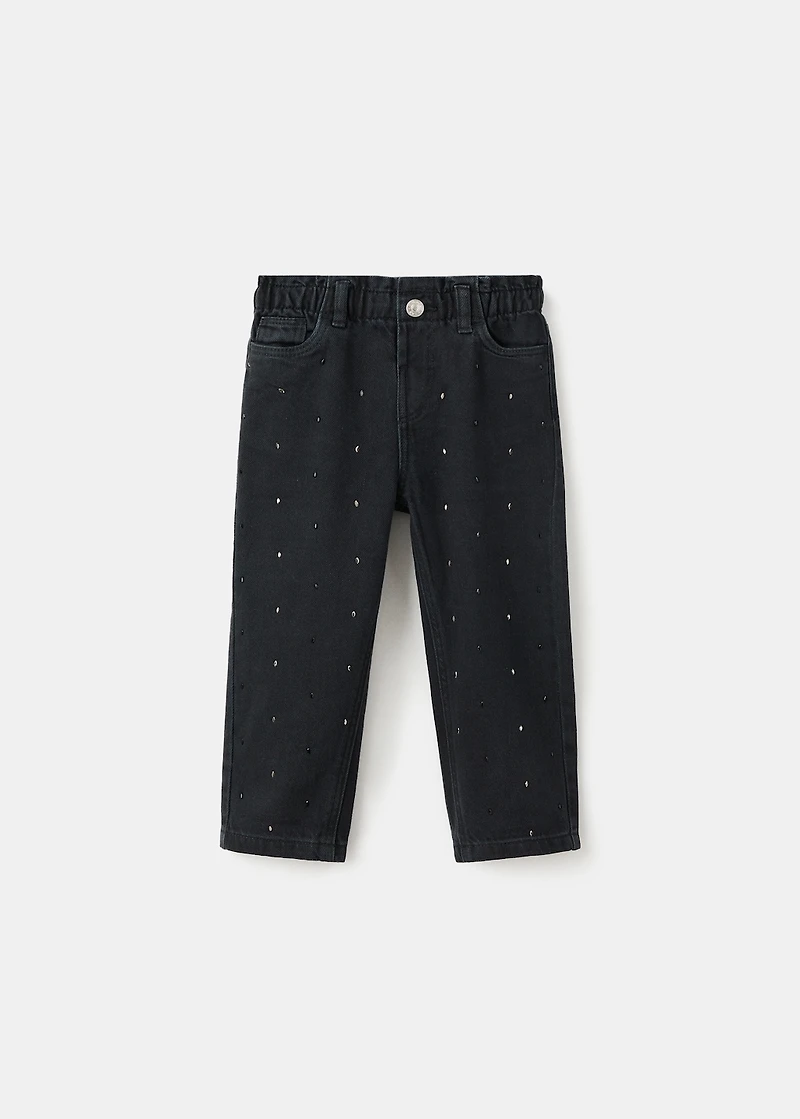 Straight jeans with rhinestone detail