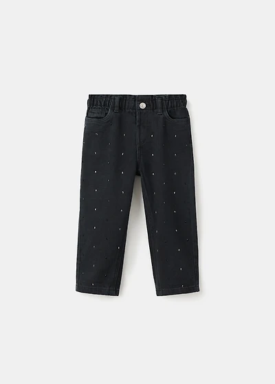 Straight jeans with rhinestone detail