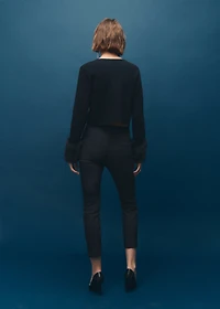 Cardigan with faux-fur cuffs