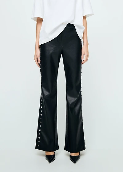 Studded faux-leather pants
