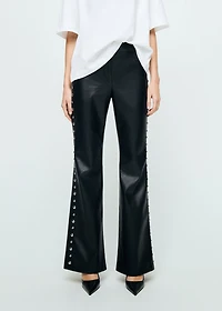 Studded faux-leather pants