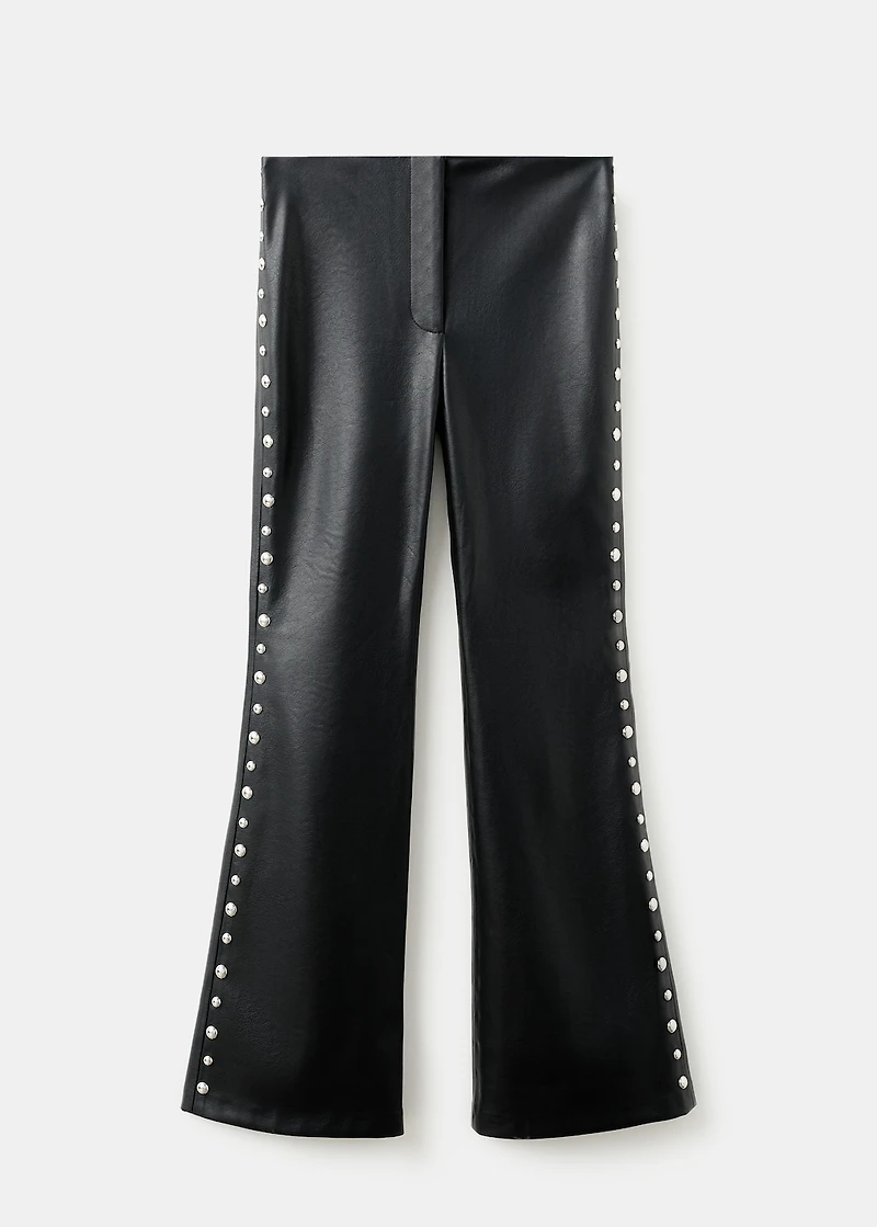 Studded faux-leather pants